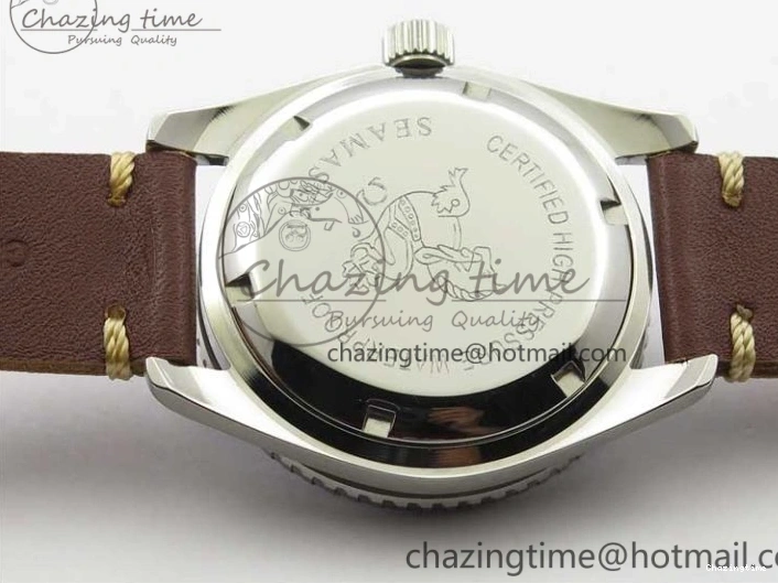 0322 Practical Vintage Seamaster 300 No Date T SS B12 Black Dial On Brown Leather Strap A2836 (Free Nylon Strap) 7910